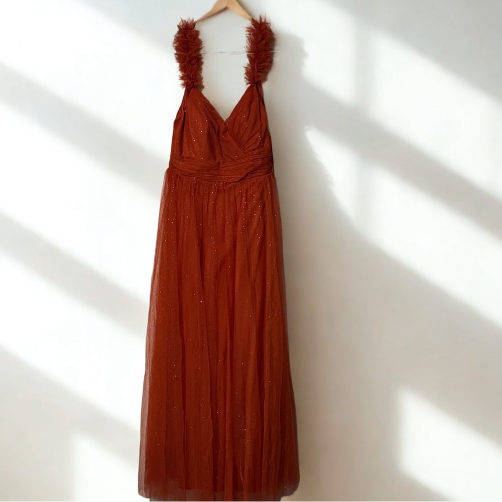 Ever Pretty Elegant Orange Sleeveless Dress Sparkle Tulle NWT